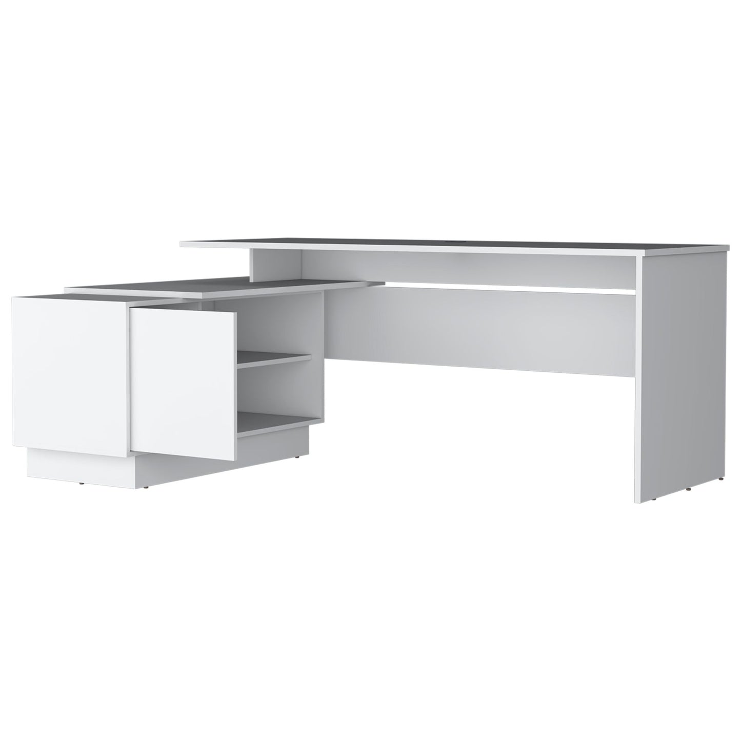 Weir L-Shaped Desk in Melamine, White - Discount Msrp