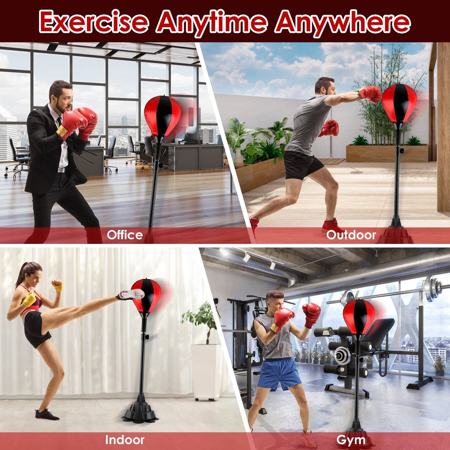 Punching Bag with Stand Free Standing Boxing Ball for Adults 43.3-63in Height Adjustable Boxing Bag with Gloves Wrist Sleeves Stable Suction Base for Fitness Speed Training GPCT5420 - Discount Msrp