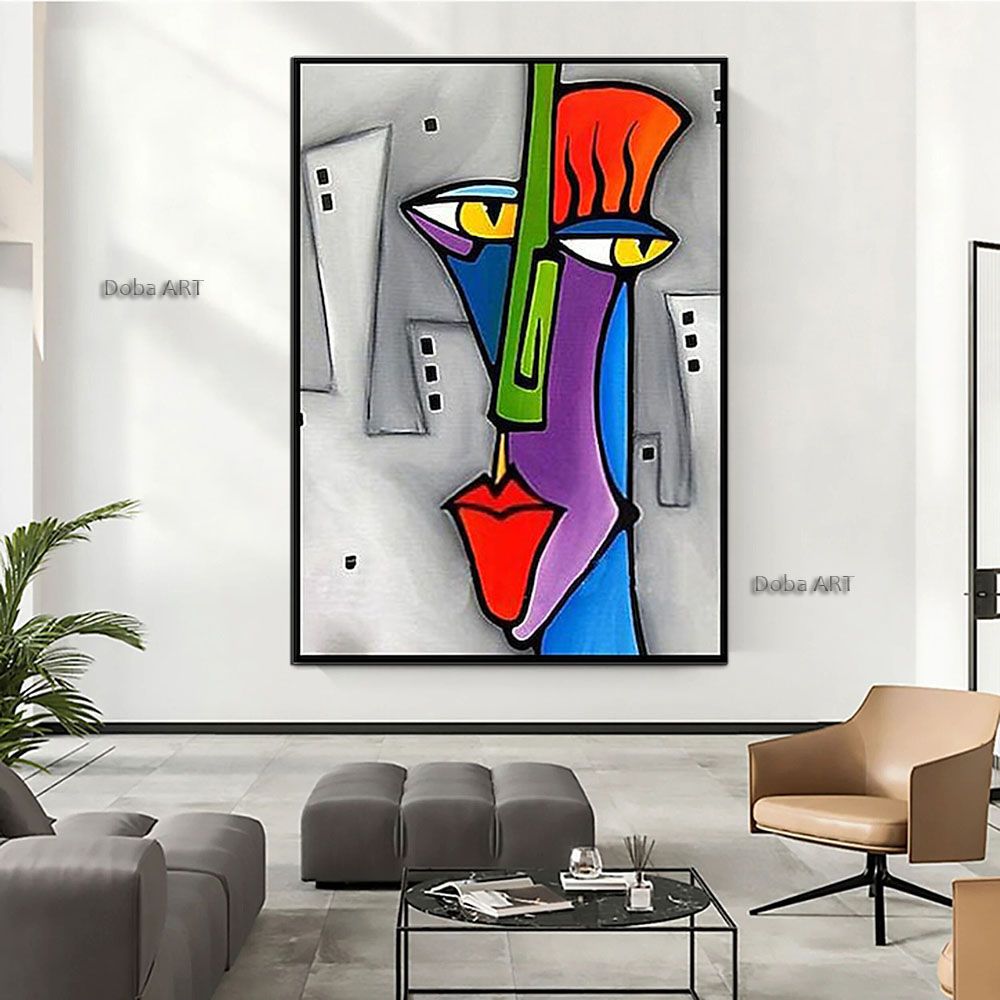 Handmade Picasso Abstract Figures Picture Blending In Face Wall Art Picture Handpainted Canvas Painting Living Room Decoration Home Living Room corridor bedroom luxurious adornment painting - Discount Msrp
