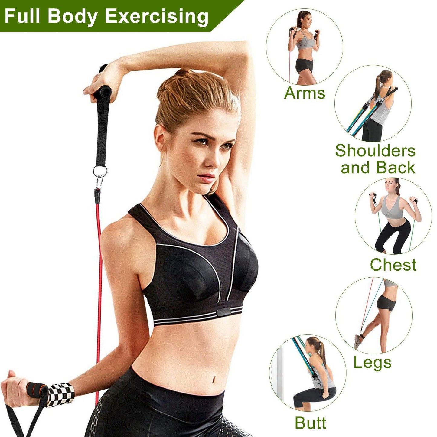 11Pcs Resistance Bands Set Fitness Workout Tubes Exercise Tube Bands Up to 100lbs - Discount Msrp