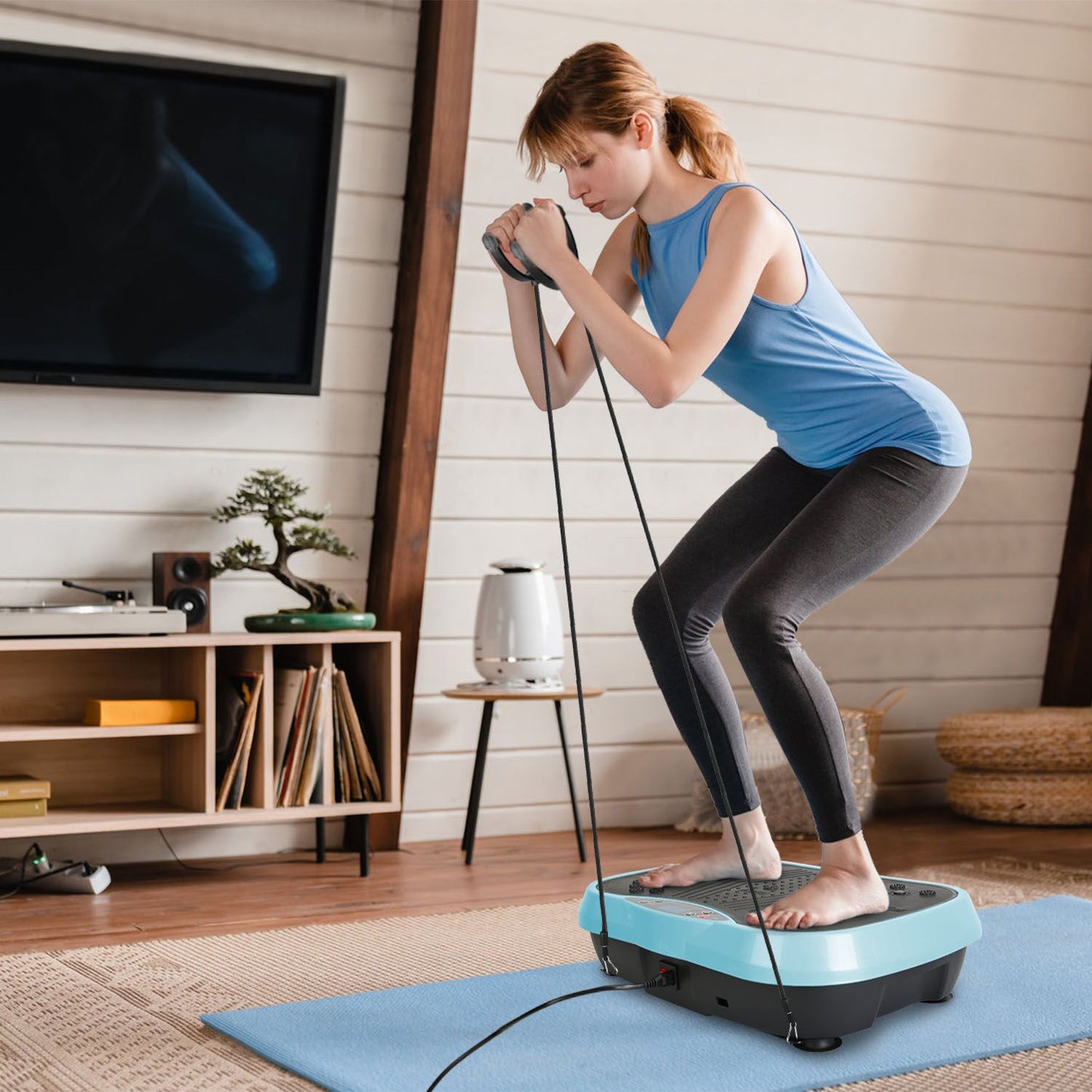 Vibration Exercise Machine With Resistant Bands Remote Control Whole Body Vibration Platform Workout Equipment Home Fitness Training Equipment For Weight Loss Fat Burner - Discount Msrp