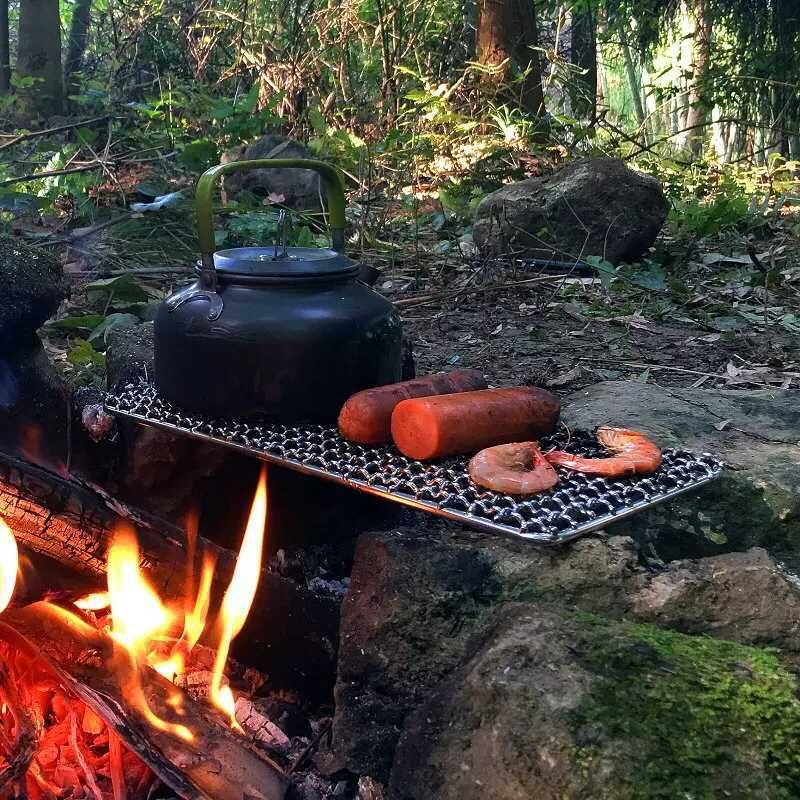 Outdoor Camping Pot Rack Square 304 Stainless Steel Barbecue Mesh Simple Firewood Stove Barbecue Rack - Discount Msrp