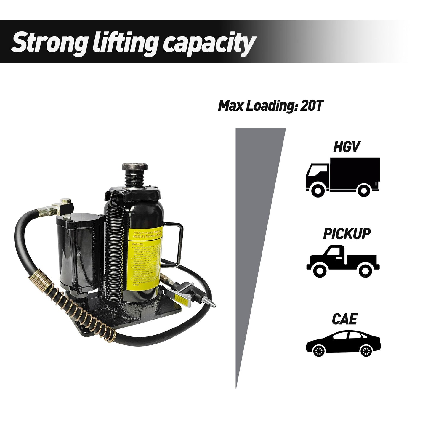 Air Hydraulic Bottle Jack, 20 Ton/40000 LBS Bottle Jack, 10.23-20.07 inch Lifting Range, Manual Handle and Air Pump, for Car, Pickup, Truck, RV, Auto Repair, Industrial Engineering - Discount Msrp