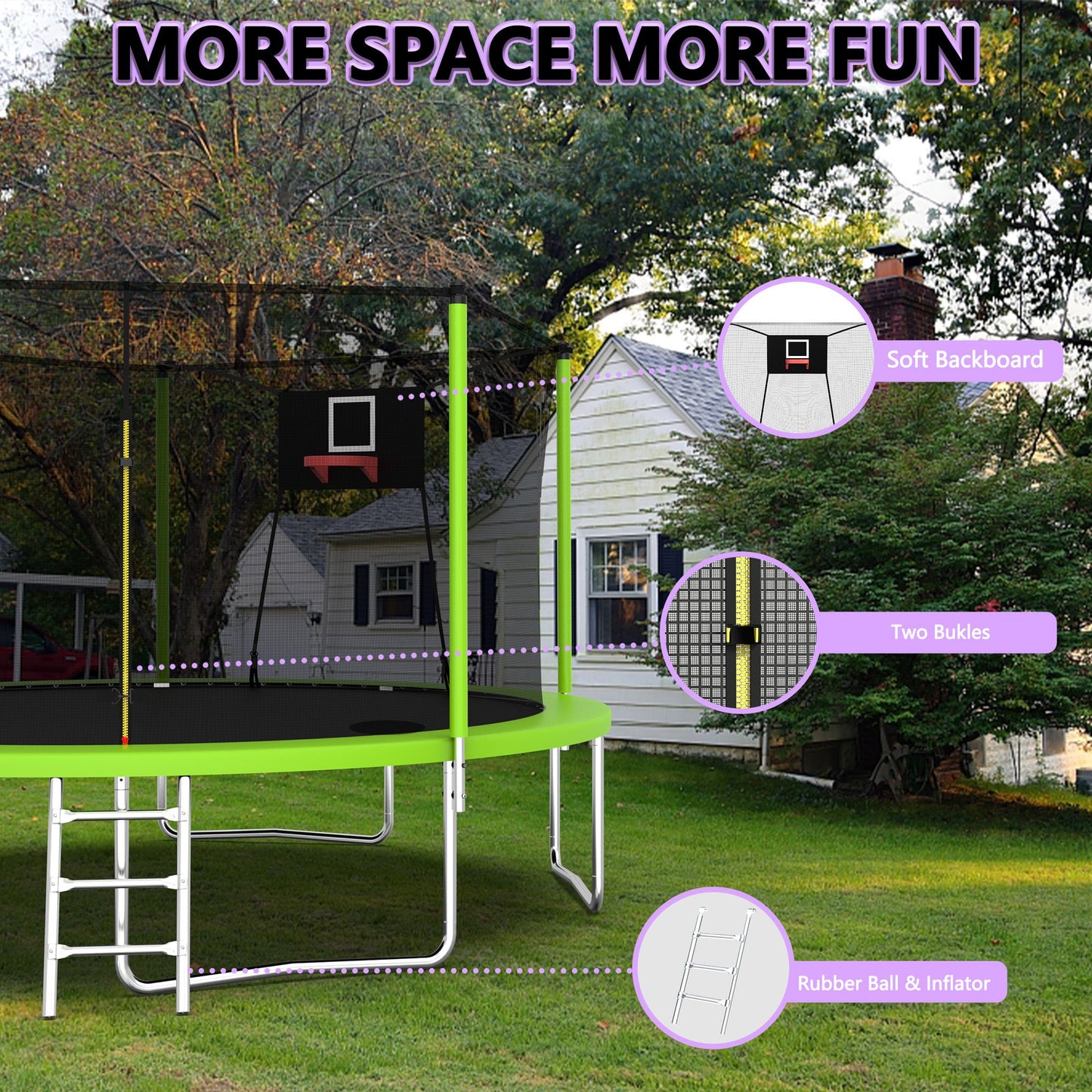 14FT Trampoline ,Sports Fitness Trampolines with Enclosure Net, Recreational Trampolines for Outdoor Indoor - Discount Msrp