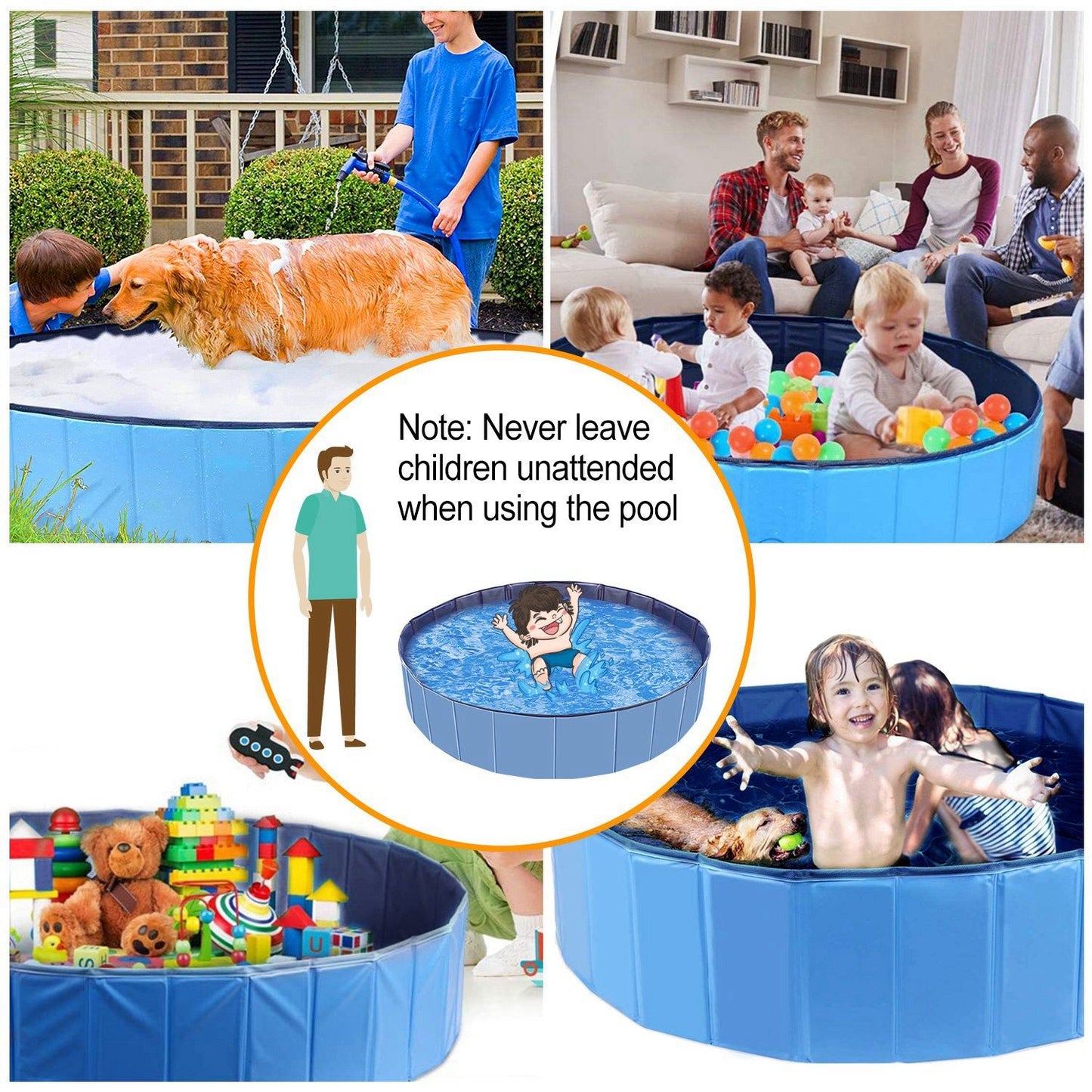 Foldable Pet Swimming Pool PVC Kiddie Baby Dog Swim Pool Bathing Tub Playmat Kids Pools - Discount Msrp