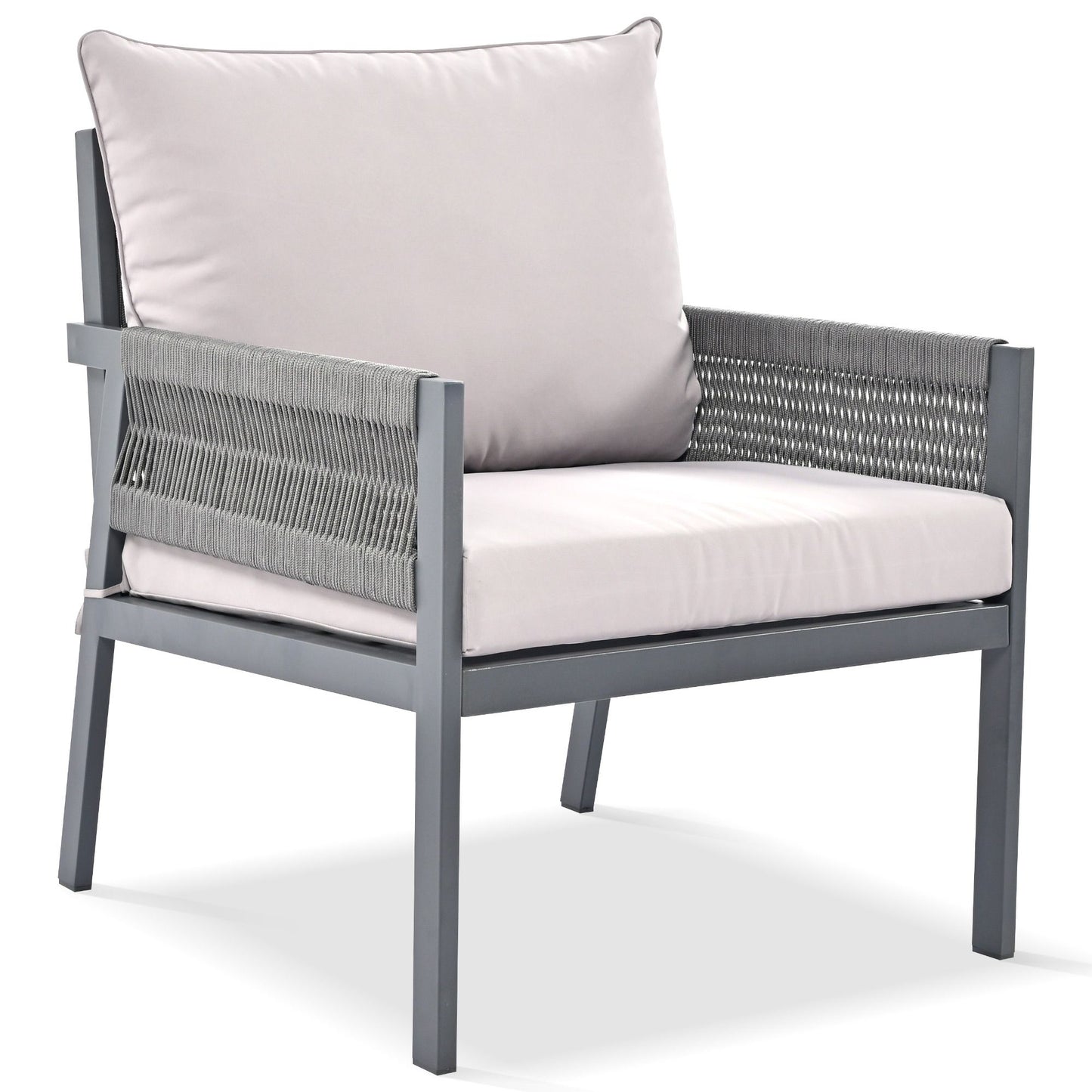4-Piece Rope Patio Furniture Set, Outdoor Furniture with Tempered Glass Table, Patio Conversation Set Deep Seating with Thick Cushion for Backyard Porch Balcony - Discount Msrp
