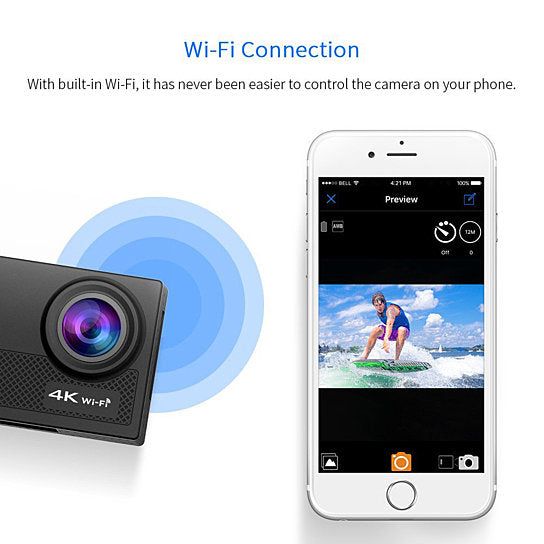 4K Action Pro Waterproof All Digital UHD WiFi Camera + RF Remote And Accessories - Discount Msrp