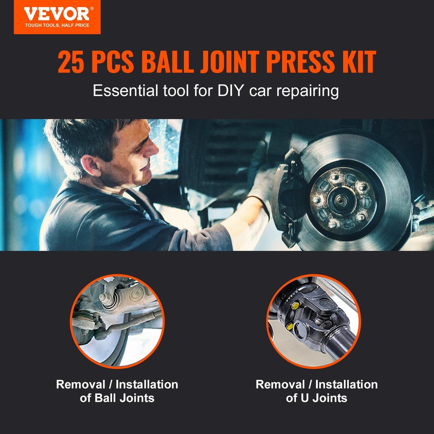 VEVOR Ball Joint Press Kit C-press Ball Joint Tools 25 pcs Automotive Repair Kit - Discount Msrp