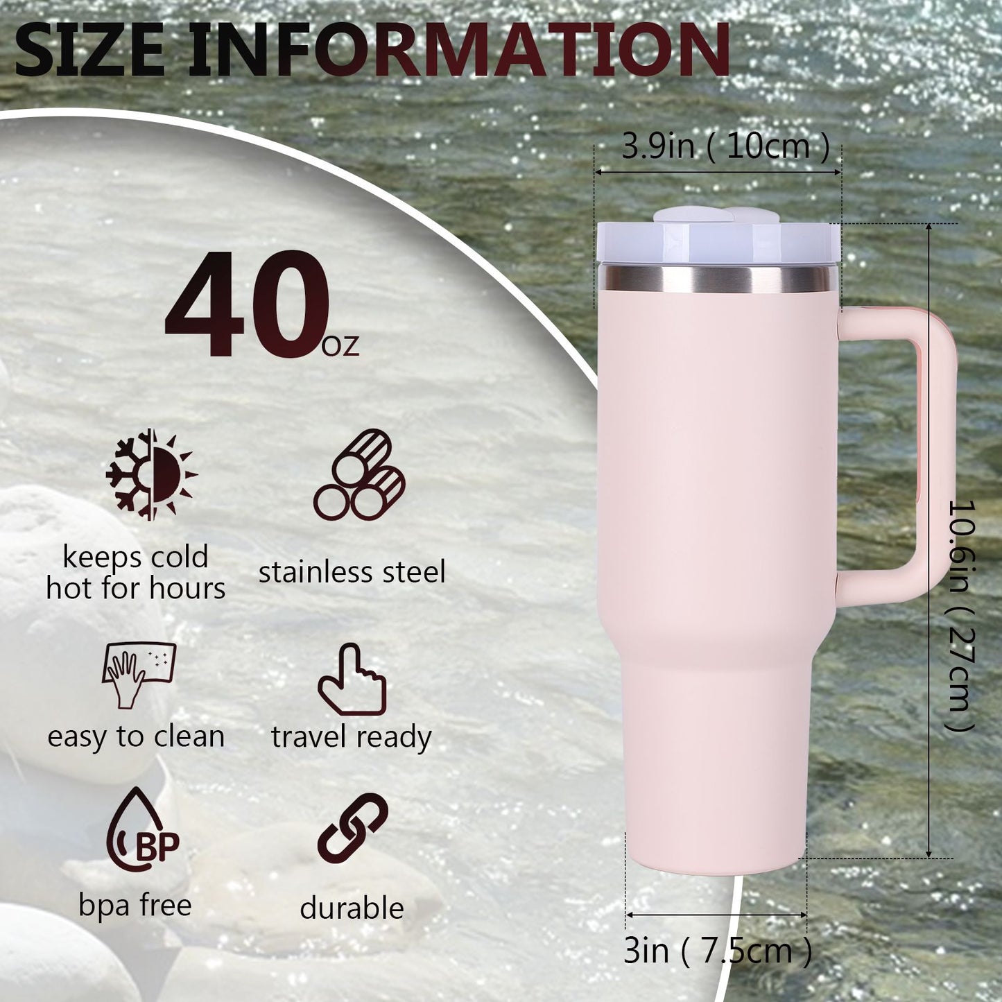 40oz V2 large capacity tumbler, With Handle And Straw Lid, Insulated Reusable Stainless Steel Water Bottles Travel Mug Coffee Cup car cup water cup For Men Women Outdoor Camping Driving, gift - Discount Msrp