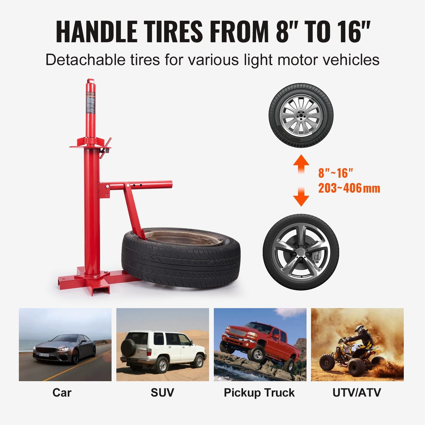 VEVOR Manual Tire Changer, Portable Hand Bead Breaker Mounting Tool for 203 - 406 mm Tires, Compatible with Car Truck Trailer, Tire Mounting Machine for Home Garage Small Auto Shop - Discount Msrp