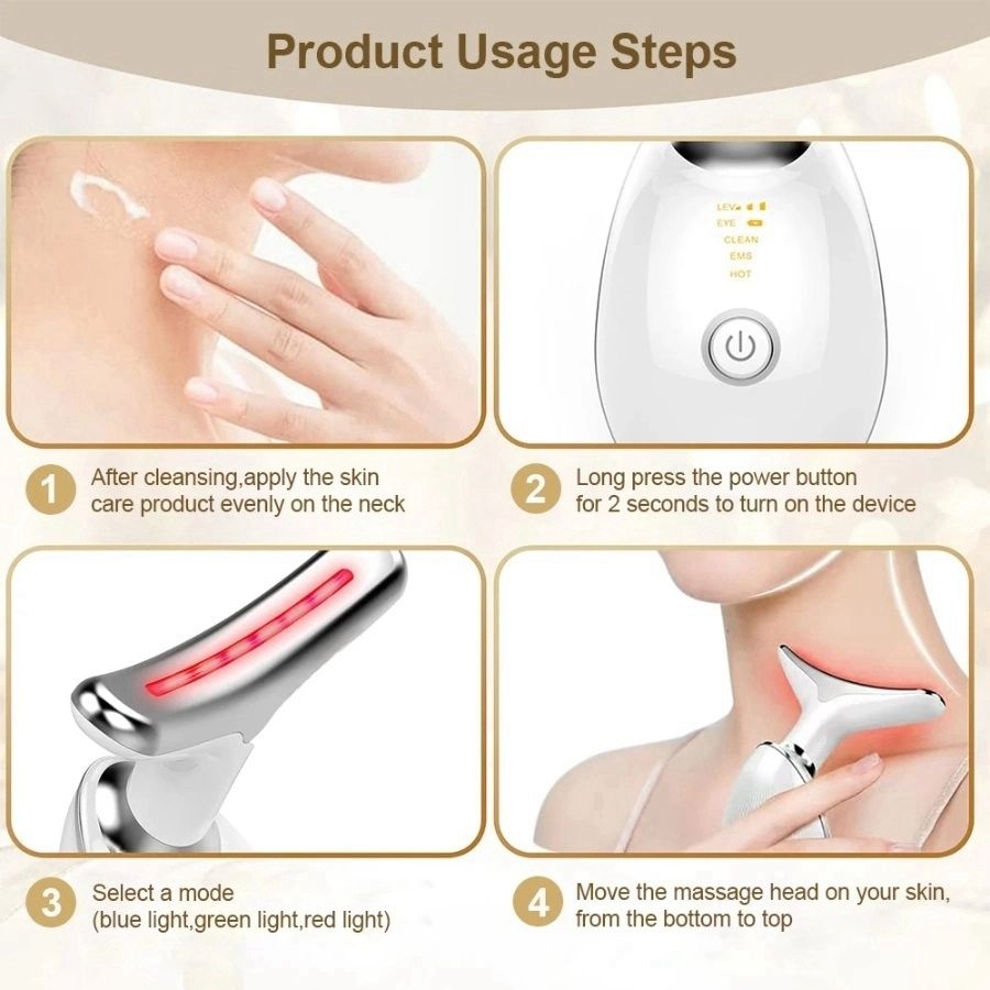 Face and Neck Massager 3 Colors EMS Beauty Device Lifting Tighten Facial Massagers Wrinkle Remover Reduce Double Chin Devices for Woman - Discount Msrp
