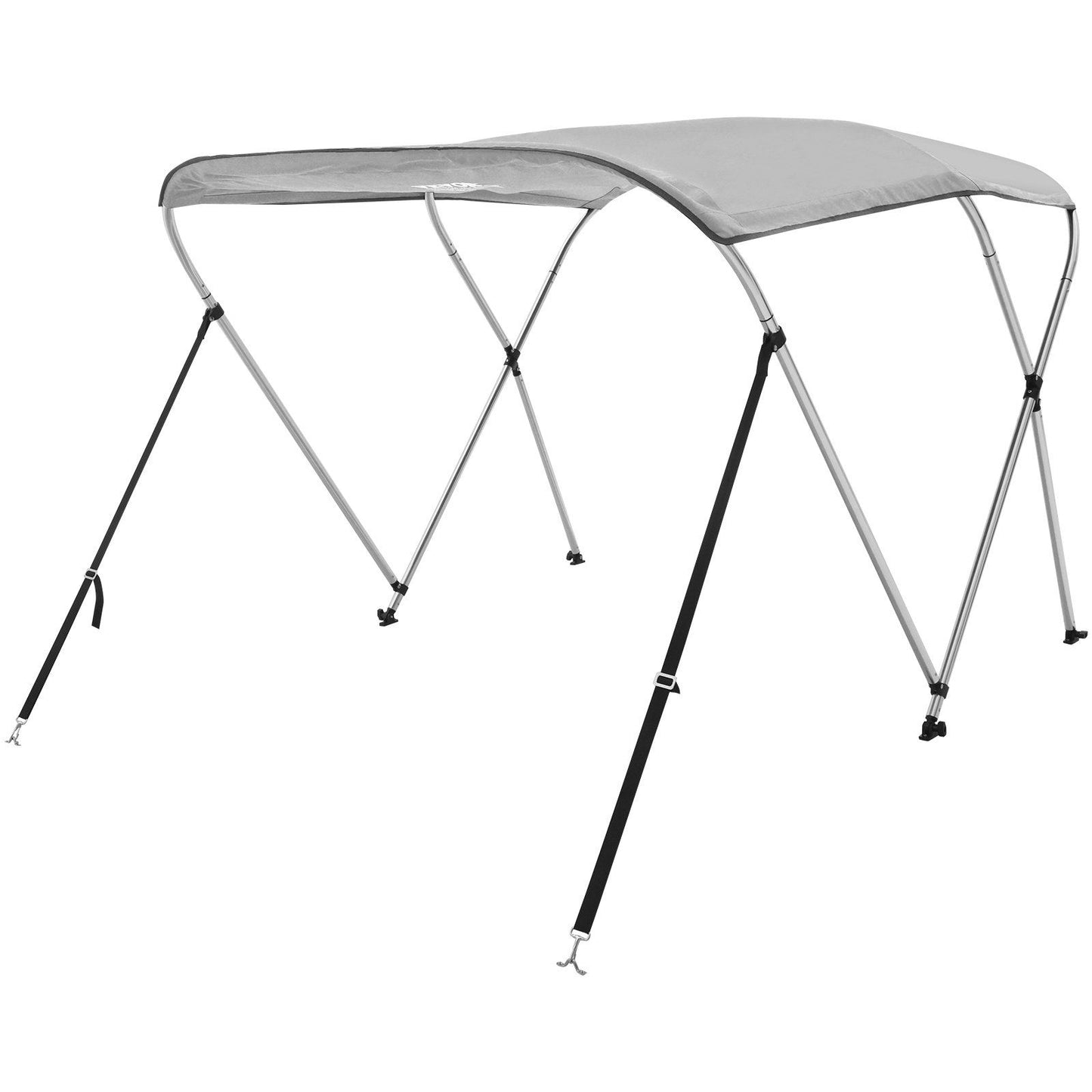 VEVOR 3 Bow Bimini Top Boat Cover, 900D Polyester Canopy with 1" Aluminum Alloy Frame, Waterproof and Sun Shade, Includes Storage Boot, 4 Straps, 2 Support Poles, 6'L x 46"H x 61"-66"W, Light Grey - Discount Msrp