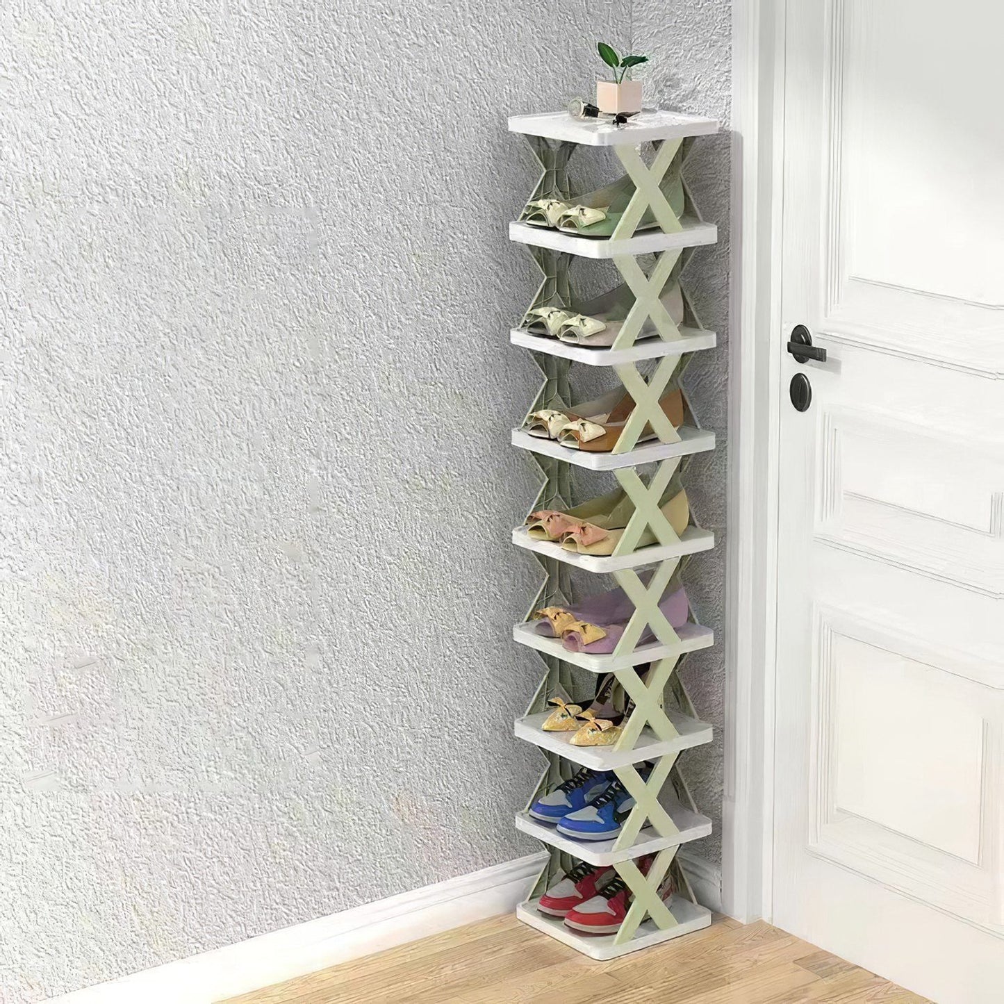 9Tier Narrow Entryway Shoe Rack Plastic Vertical Shoe Organizer Space Saving Free Standing Shoes Storage Shelf Closet Hallway - Discount Msrp