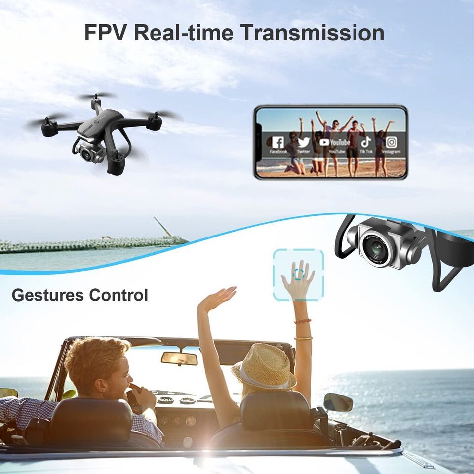4DRC V14 RC Drone WIFI FPV 4K HD Wide Angle Dual Camera Quadcopter Portable With Bag ,2 Batteries Drone For Beginner,Headless Mode,Gesture Photo - Discount Msrp