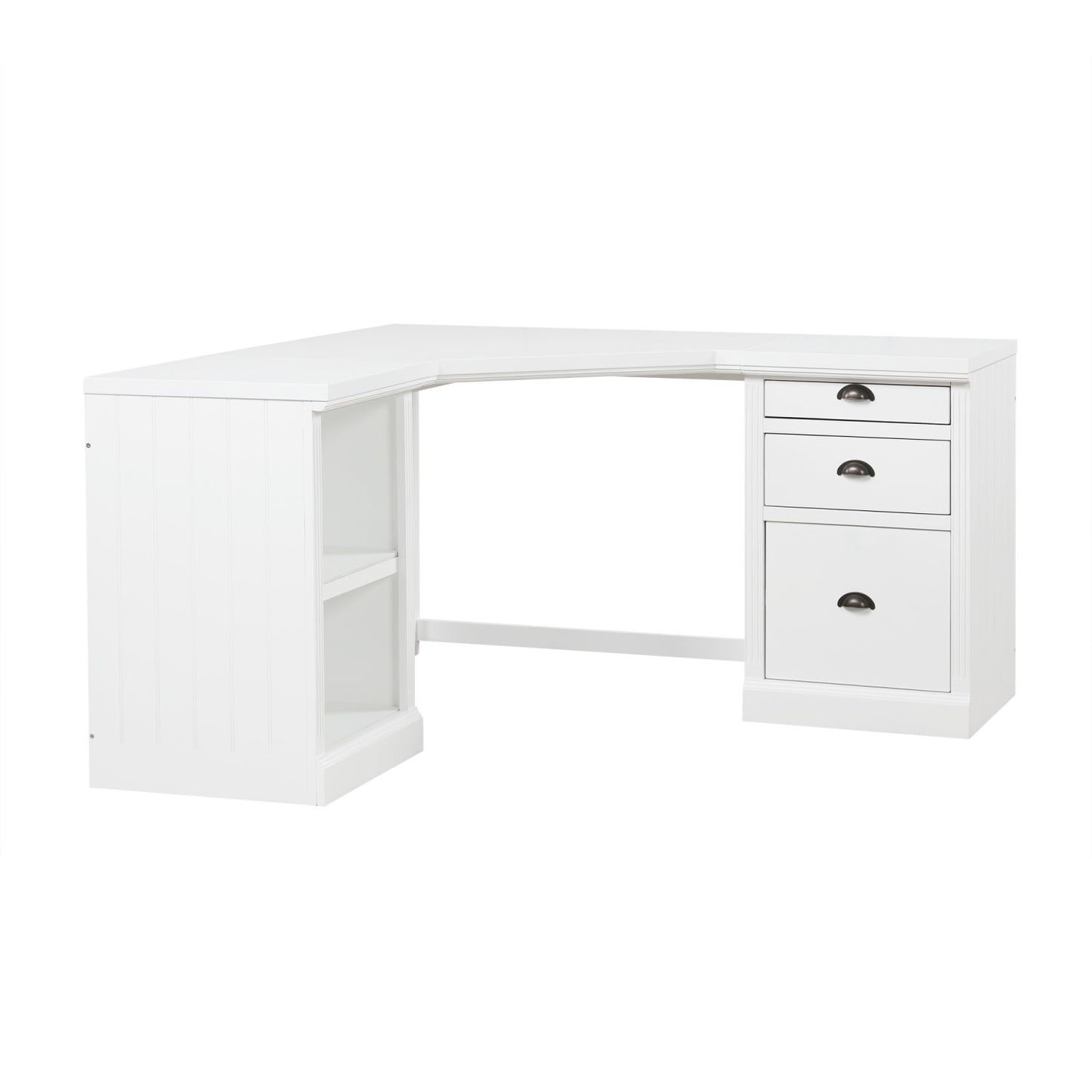 57.68" Modern L Shaped Executive Desk with 2 Storage Cabinets and 3 Drawers,Corner Writing Desk,Office Desk Furniture,Computer Desks with Depth Workstation for Home Office,Living room,White - Discount Msrp