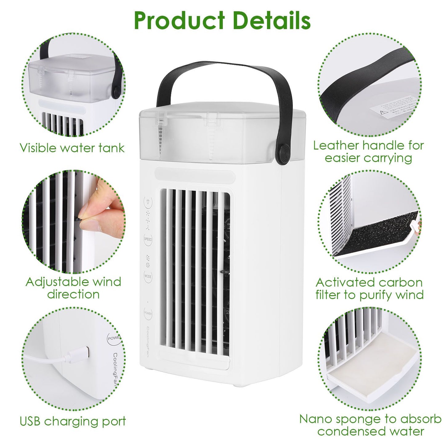 4 In 1 Portable Air Conditioner Fan Evaporative Air Cooler Water Fan - Discount Msrp