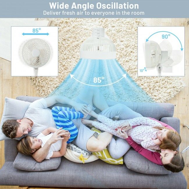 9 Inch Portable Oscillating Pedestal Floor Fan with Adjustable Heights and Speeds - Discount Msrp
