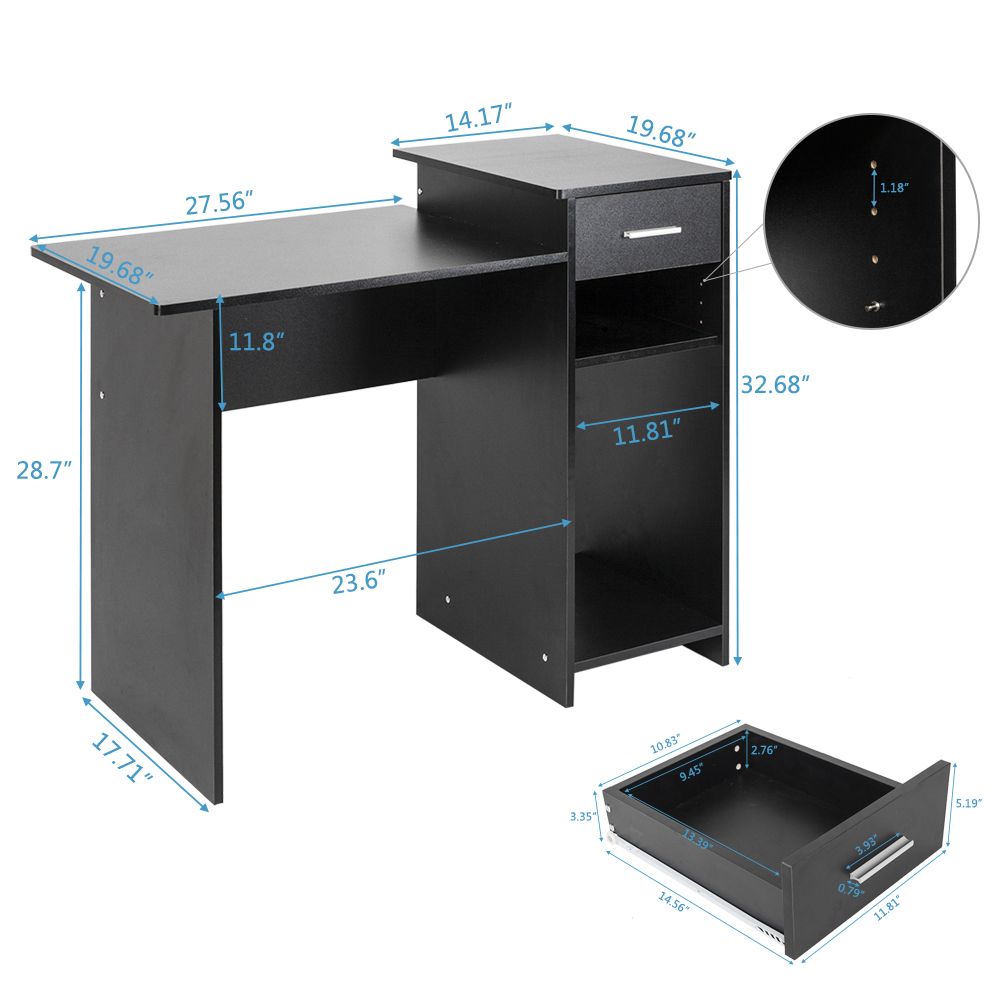 High-quality Integrated Melamine Board Computer Desk with Drawer Black RT - Discount Msrp