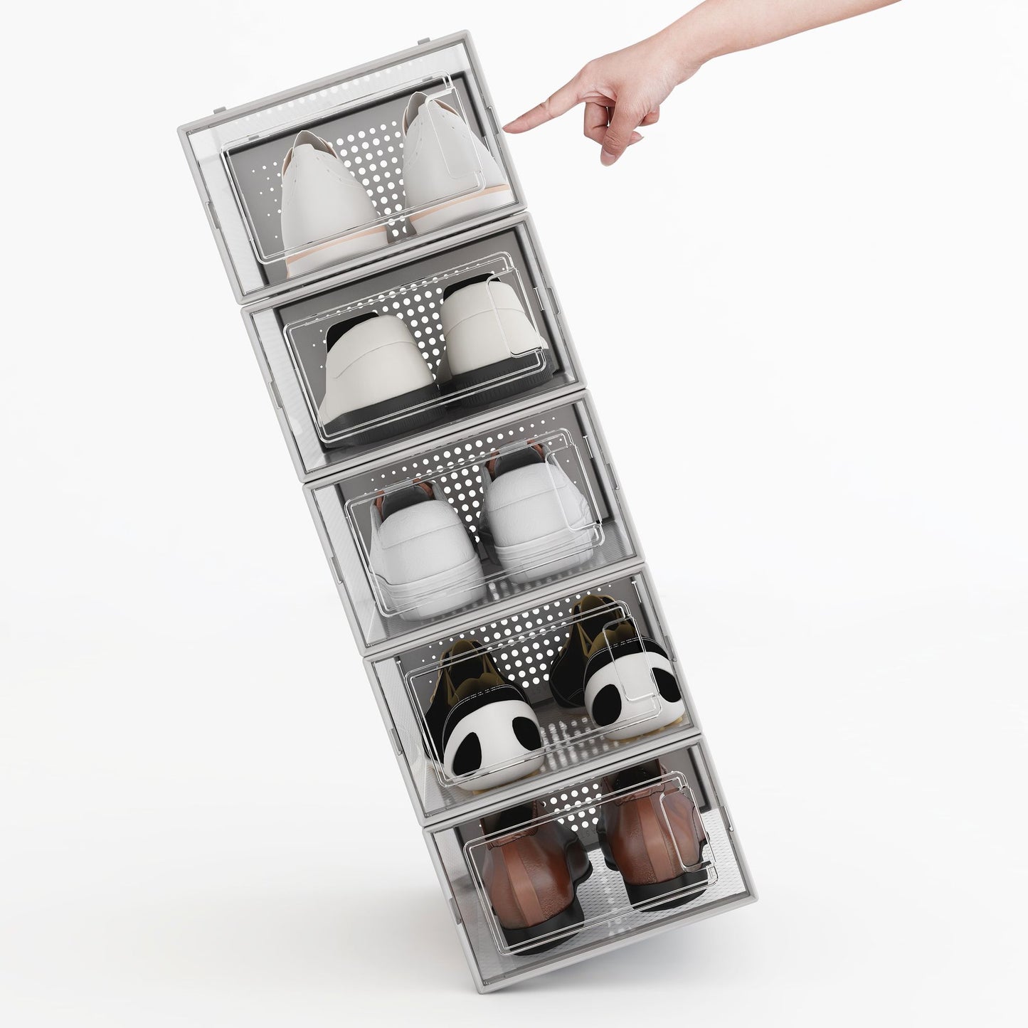 Set of 12 Stackable Clear Plastic Transparent Shoe Storage Box in Home - Discount Msrp