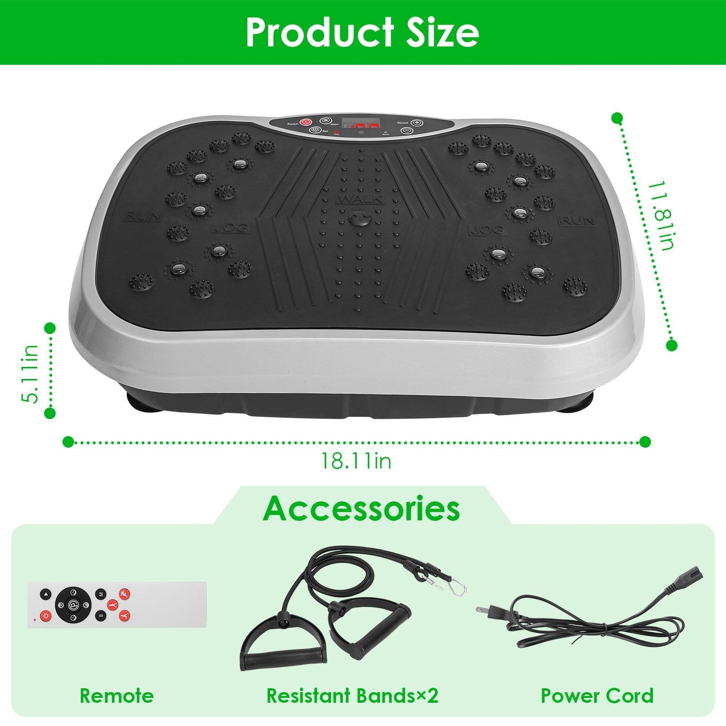 Vibration Exercise Machine With Resistant Bands Remote Control Whole Body Vibration Platform Workout Equipment Home Fitness Training Equipment For Weight Loss Fat Burner - Discount Msrp