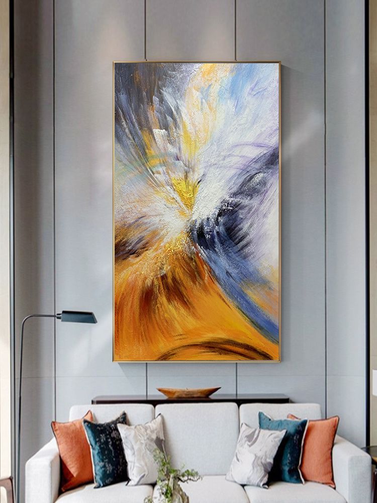 Gold Foil Picture Art Hand Painted Modern Abstract Oil Painting Canvas Wall Art Living Room Home Decor Painting - Discount Msrp