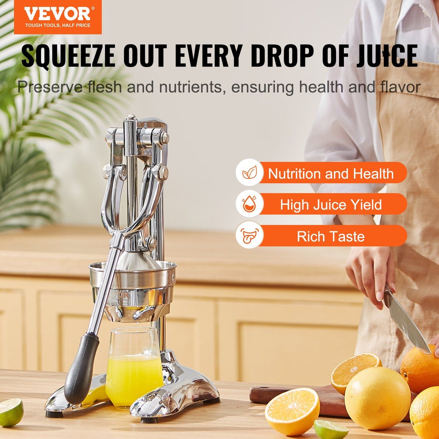 VEVOR Citrus Juice Press, Hand Press Orange Juicer Press, Commercial Grade Manual Citrus Juicer Lemon Squeezer, Easy-to-Clean Fruit Press Juicer for Lemon Pomegranate Orange Juice - Discount Msrp