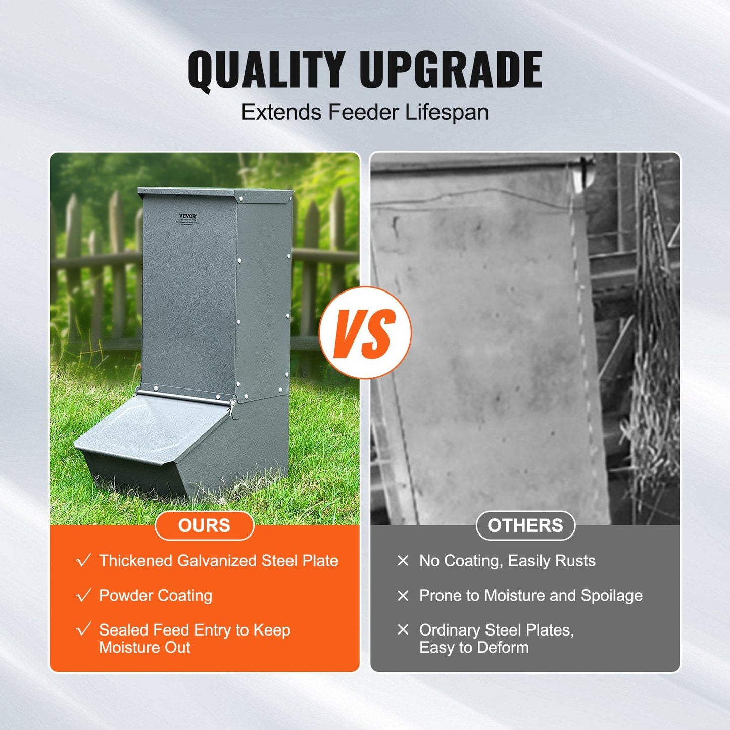 VEVOR Hog Feeder 2.2 Bushel Metal Double Door Pig Feeder Feeding up to 5 Hogs - Discount Msrp