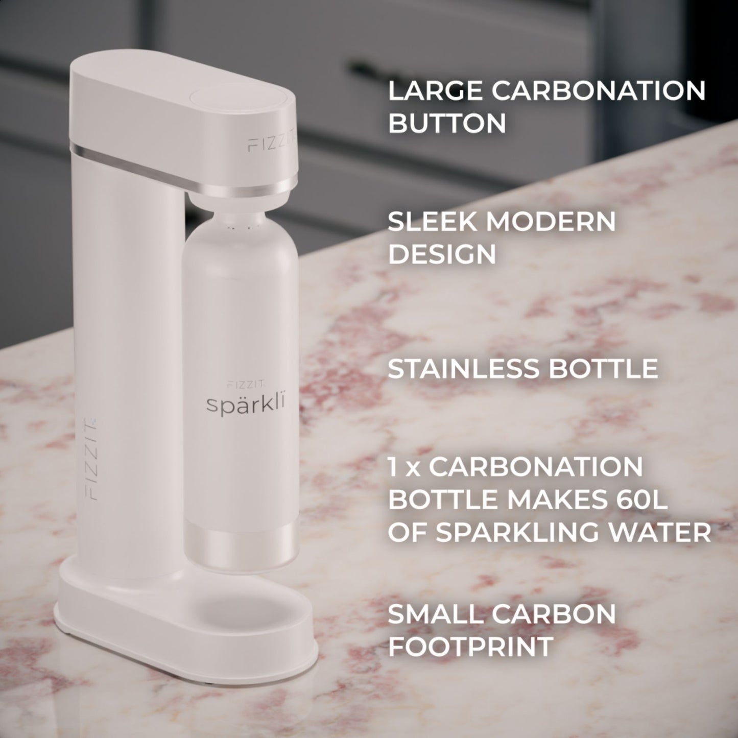 FIZZIT™ Spärklï Carbonated Water Soda Maker with Stainless Steel Bottle – Eco-Friendly, Dishwasher Bottles - Sparkling Water Maker - Discount Msrp