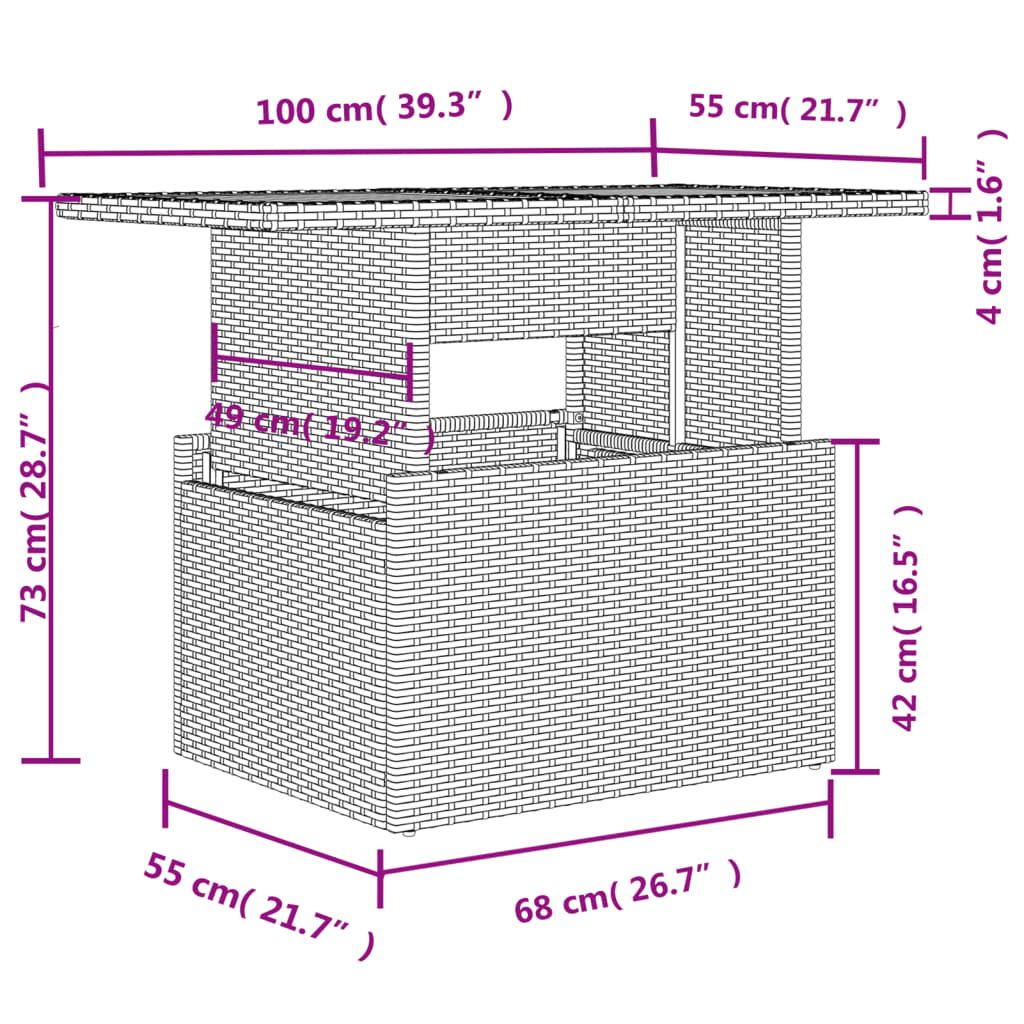 Garden Sofa Set Grey PE rattan, Powder-coated steel, Tempered glass - Discount Msrp
