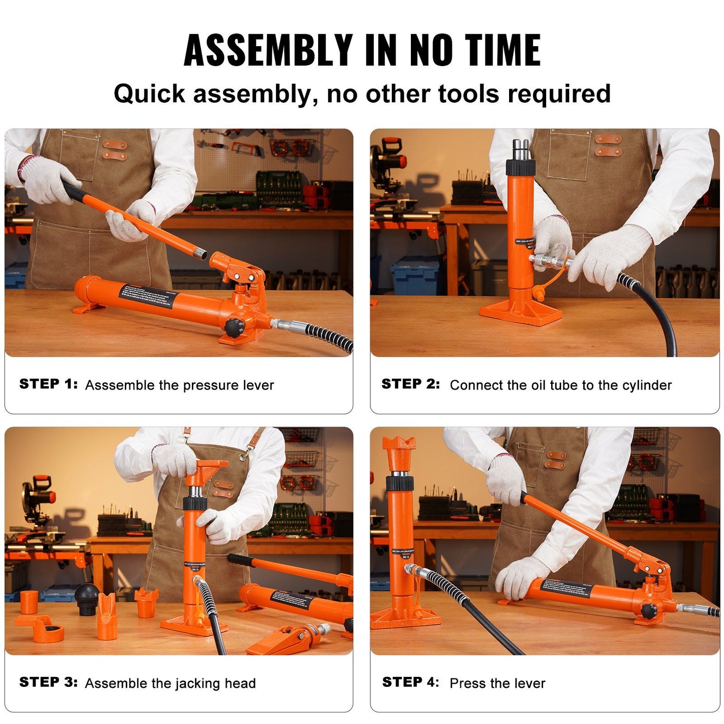 VEVOR 4 Ton/8800 LBS Porta Power, Portable Hydraulic Ram with 3.9 ft/1.2 m Oil Hose, Auto Body Frame Repair Kit with Storage Case for Car Repair, Truck, Farm - Discount Msrp