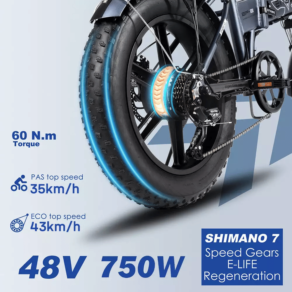 ENGWE EP-2PRO 48V13Ah 45km/h 20 Inch Fat Tire 750W Mountain Electric Bicycle - Discount Msrp