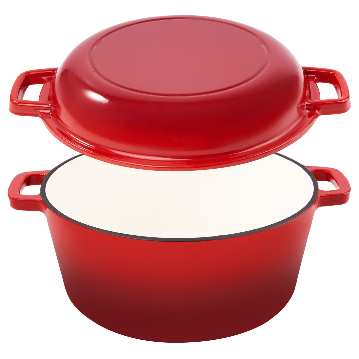 Enameled Cast Iron Dutch Oven with Serving Lid + ENCLOSED THERMAL CIRCLE Design - Discount Msrp