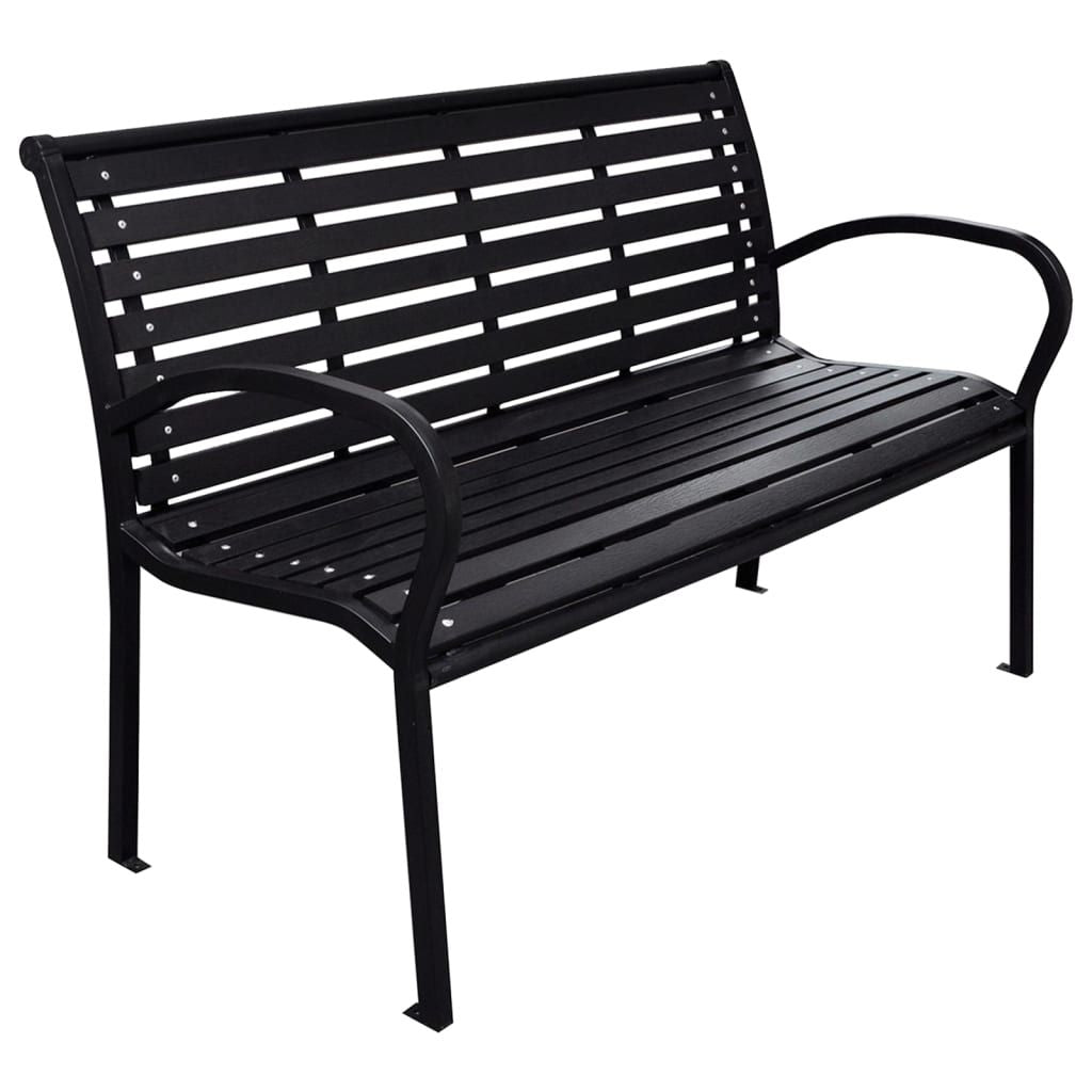 Patio Bench Black 45.7" Steel and WPC - Discount Msrp