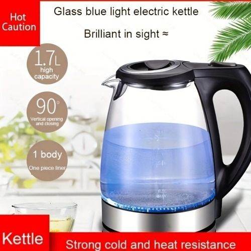 (TM-788-110V)Electric Kettle with Stainless Steel Filter and Inner Lid, 1200W Wide Opening 1.7L Glass Tea Kettle & Hot Water Boiler Black - Discount Msrp