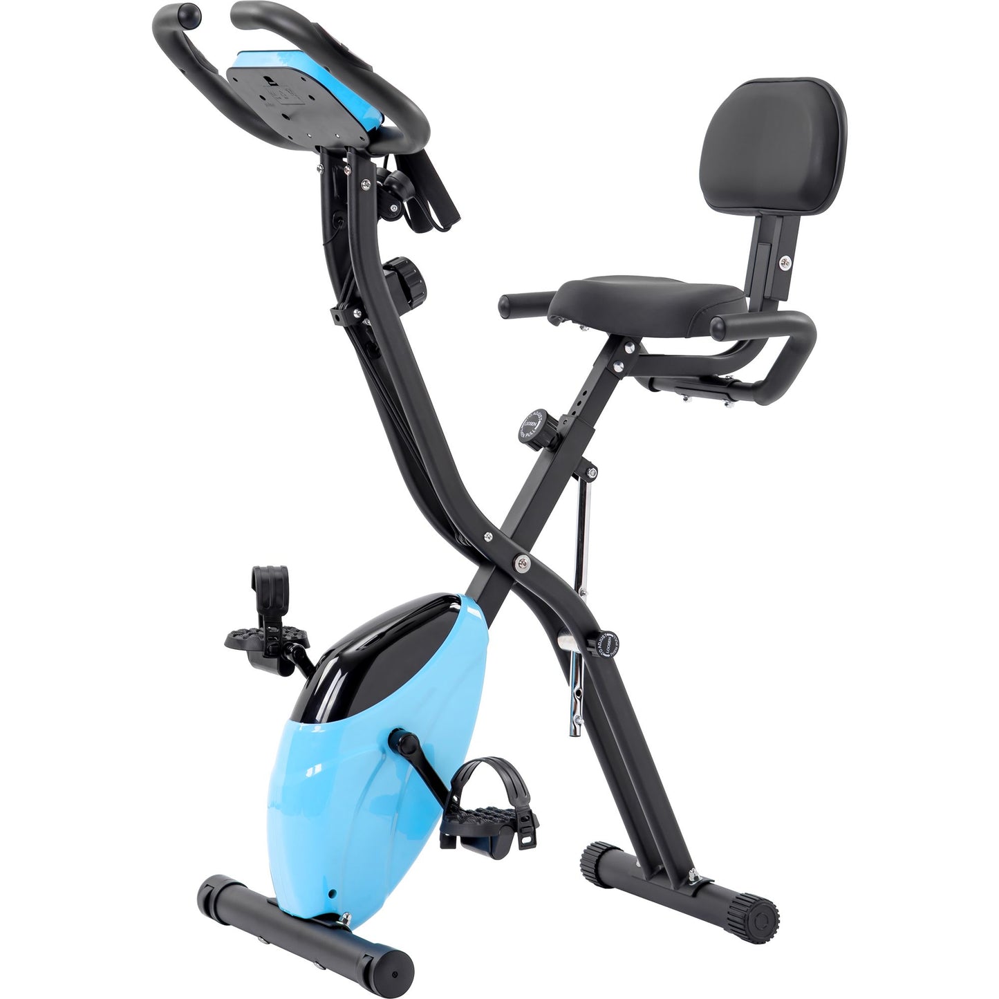 Folding Exercise Bike, Fitness Upright and Recumbent X-Bike with 16-Level Adjustable Resistance, Arm Bands and Backrest - Discount Msrp