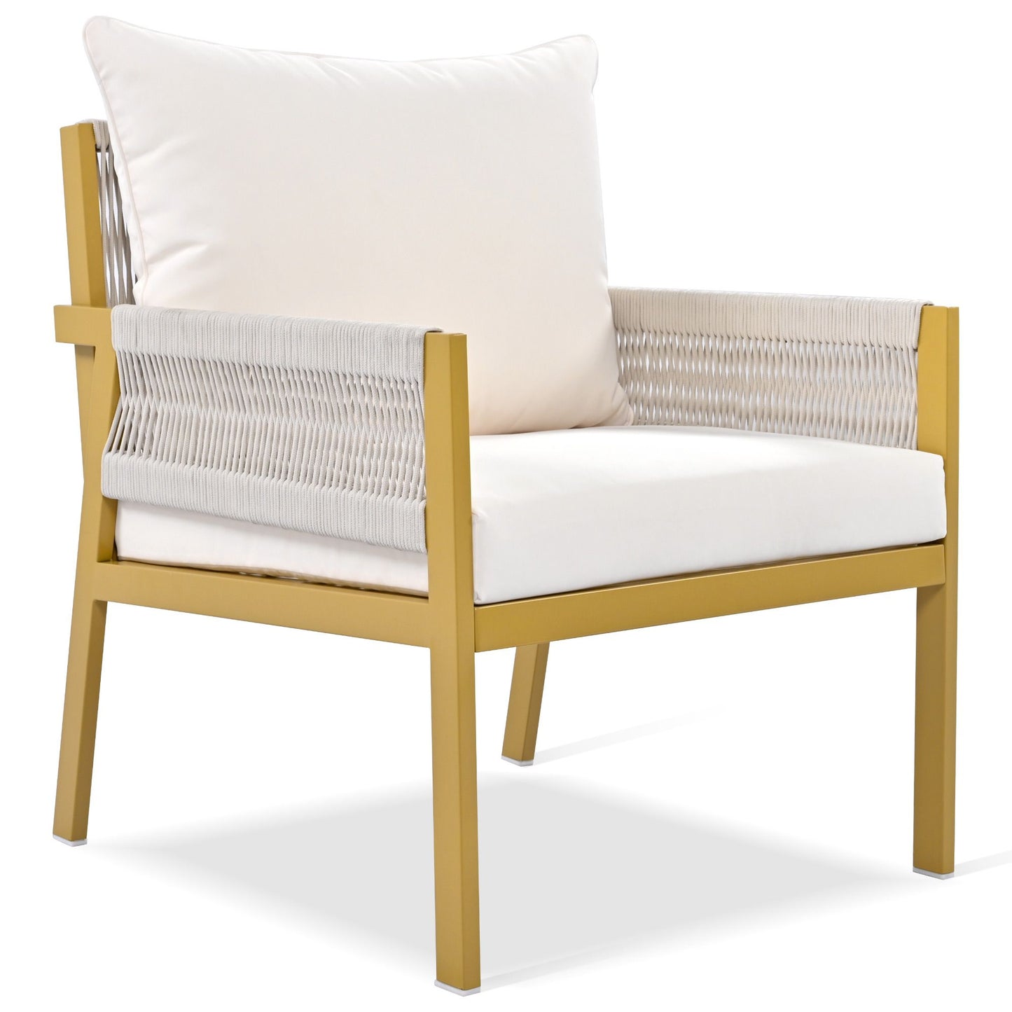 4-Piece Rope Patio Furniture Set, Outdoor Furniture with Tempered Glass Table, Patio Conversation Set Deep Seating with Thick Cushion for Backyard Porch Balcony - Discount Msrp
