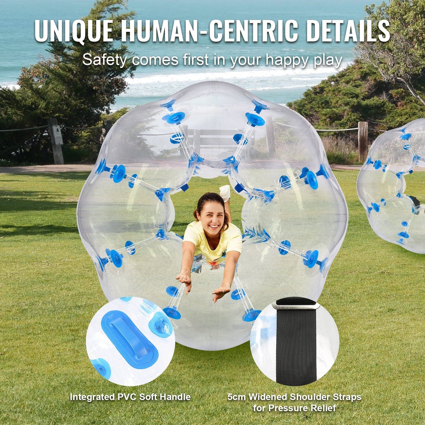 VEVOR Inflatable Bumper Ball 1-Pack, 4FT/1.2M Body Sumo Zorb Balls for Teen, 0.8mm Thick PVC Human Hamster Bubble Balls for Outdoor Team Gaming Play, Bumper Bopper Toys for Garden, Yard, Park - Discount Msrp