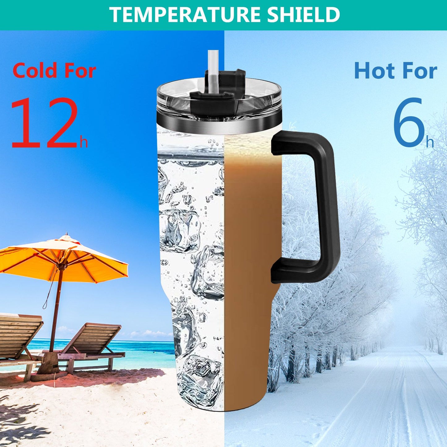 40oz 5D cowprint Insulated Tumbler With Handle And Straw Lid Portable Large Capacity water bottle, Heat preservation,304 Stainless Steel Cup For Outdoor Sports, Travel & Camping Birthday Gift - Discount Msrp
