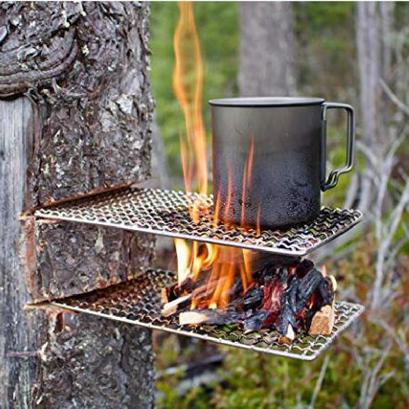 Outdoor Camping Pot Rack Square 304 Stainless Steel Barbecue Mesh Simple Firewood Stove Barbecue Rack - Discount Msrp
