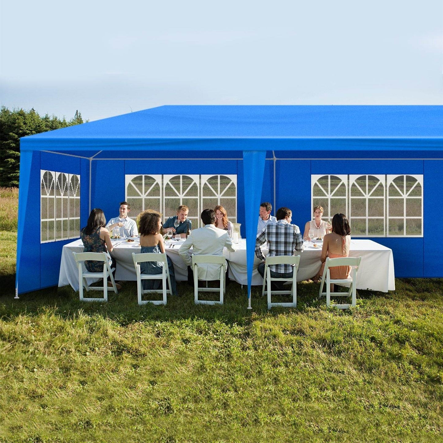 1 Set of 10'x30' Party Tent Canopy for Outdoor Weddings, Heavy-Duty Waterproof Event Shelter with Removable Sidewalls, Ideal for Parties, Booths, and Gatherings. - Discount Msrp