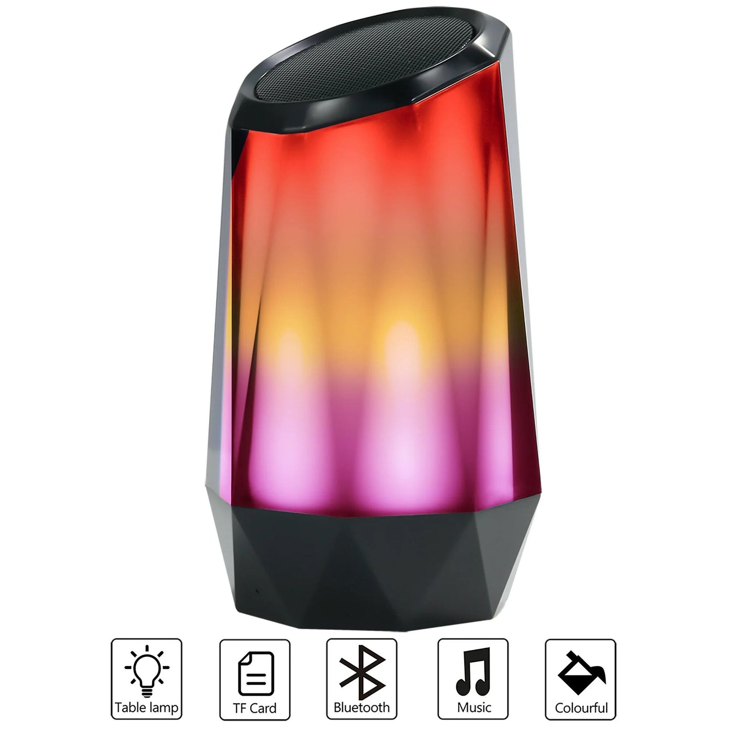 7-in Portable Wireless Bluetooth Speaker RGB LED Lights Loud Powerful Sound, CF012, Black - Discount Msrp