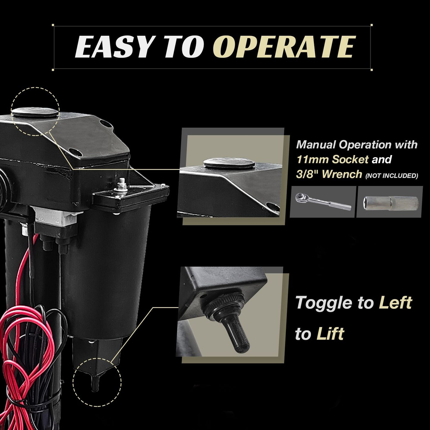 3500 lbs Electric Trailer Jack, 12V DC, 27" Lift, with Drop Leg, for Travel, Trailer, Camper, Boats, & More, W/ Waterproof Cover - Discount Msrp