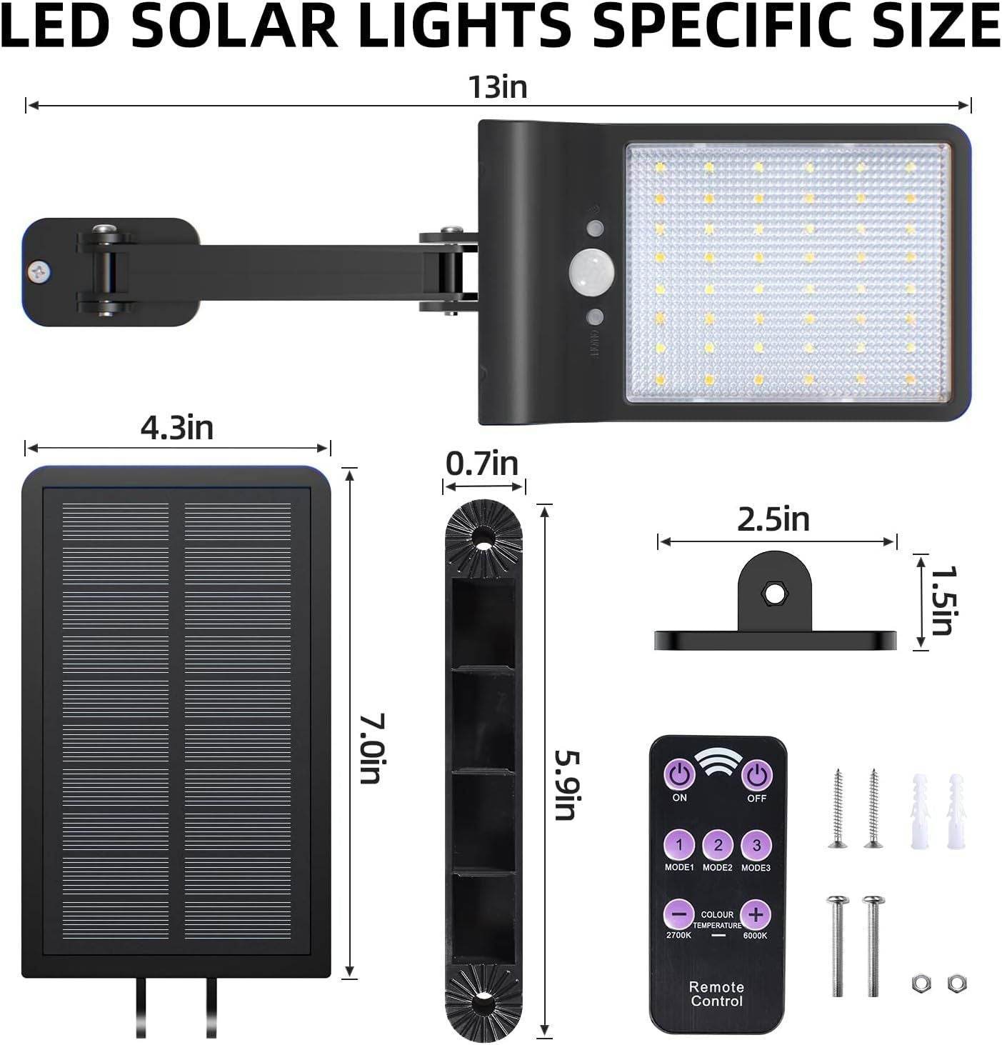 (2 Pack) Outdoor Solar Flood Lights Wireless 48 LED Waterproof Security Motion Sensor Light with 3 Modes - Discount Msrp