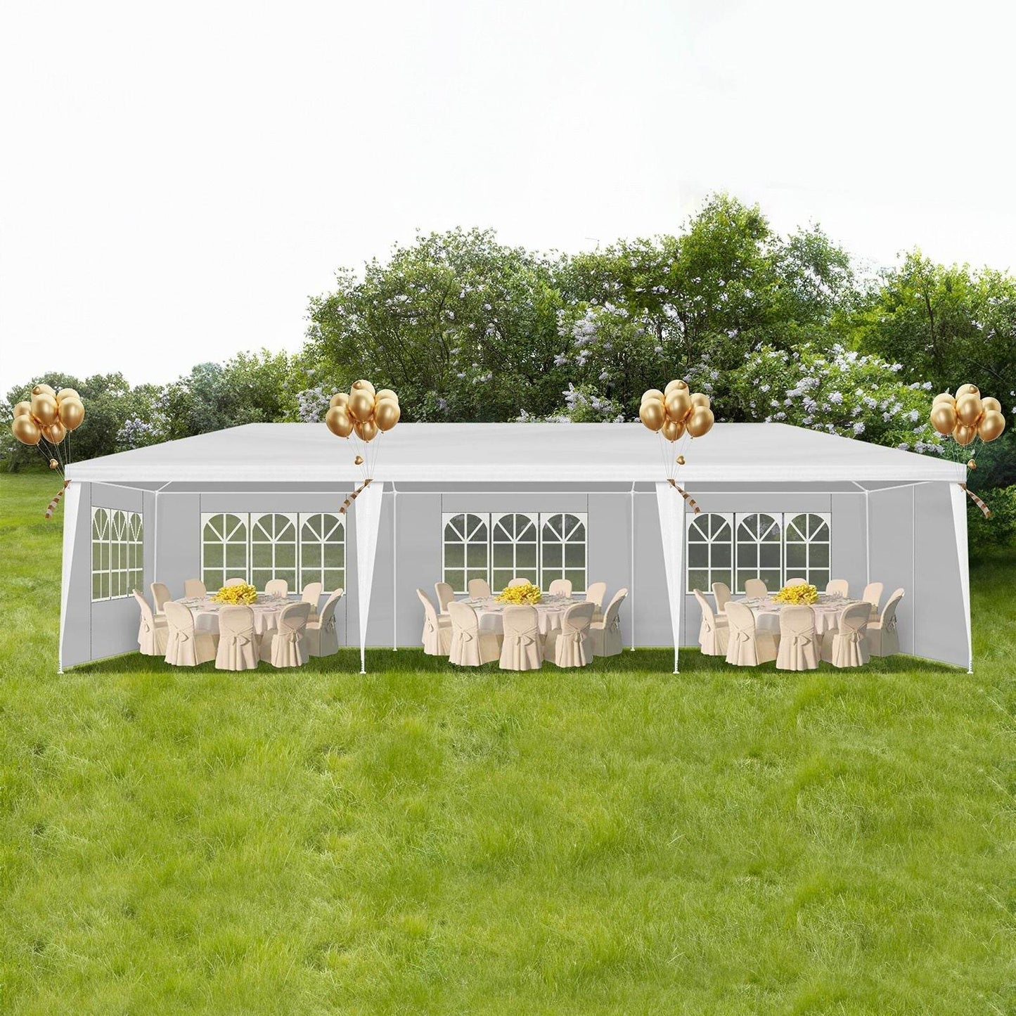 1 Set of 10'x30' Party Tent Canopy for Outdoor Weddings, Heavy-Duty Waterproof Event Shelter with Removable Sidewalls, Ideal for Parties, Booths, and Gatherings. - Discount Msrp