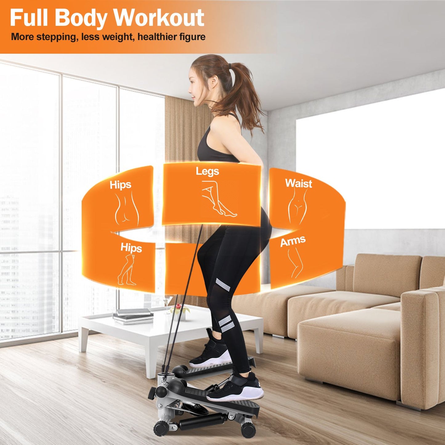 Exercise Stepper for Women Mini Fitness Stepper with 2 Resistance Bands LCD Monitor Max 330.7LBS Load Stair Stepper Quiet Stepper - Discount Msrp