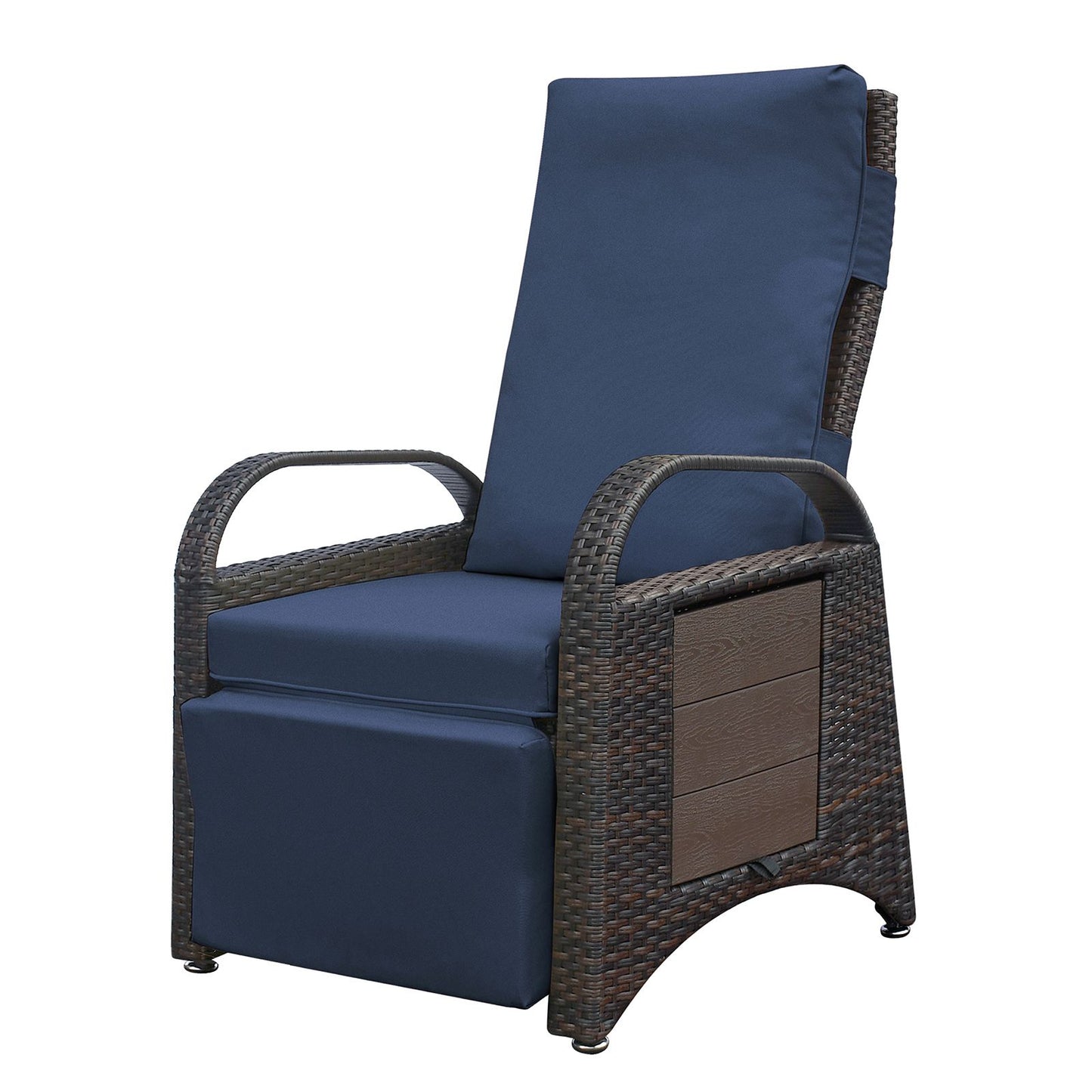 Outdoor Adjustable Wicker Recliner with Flip Table - Discount Msrp