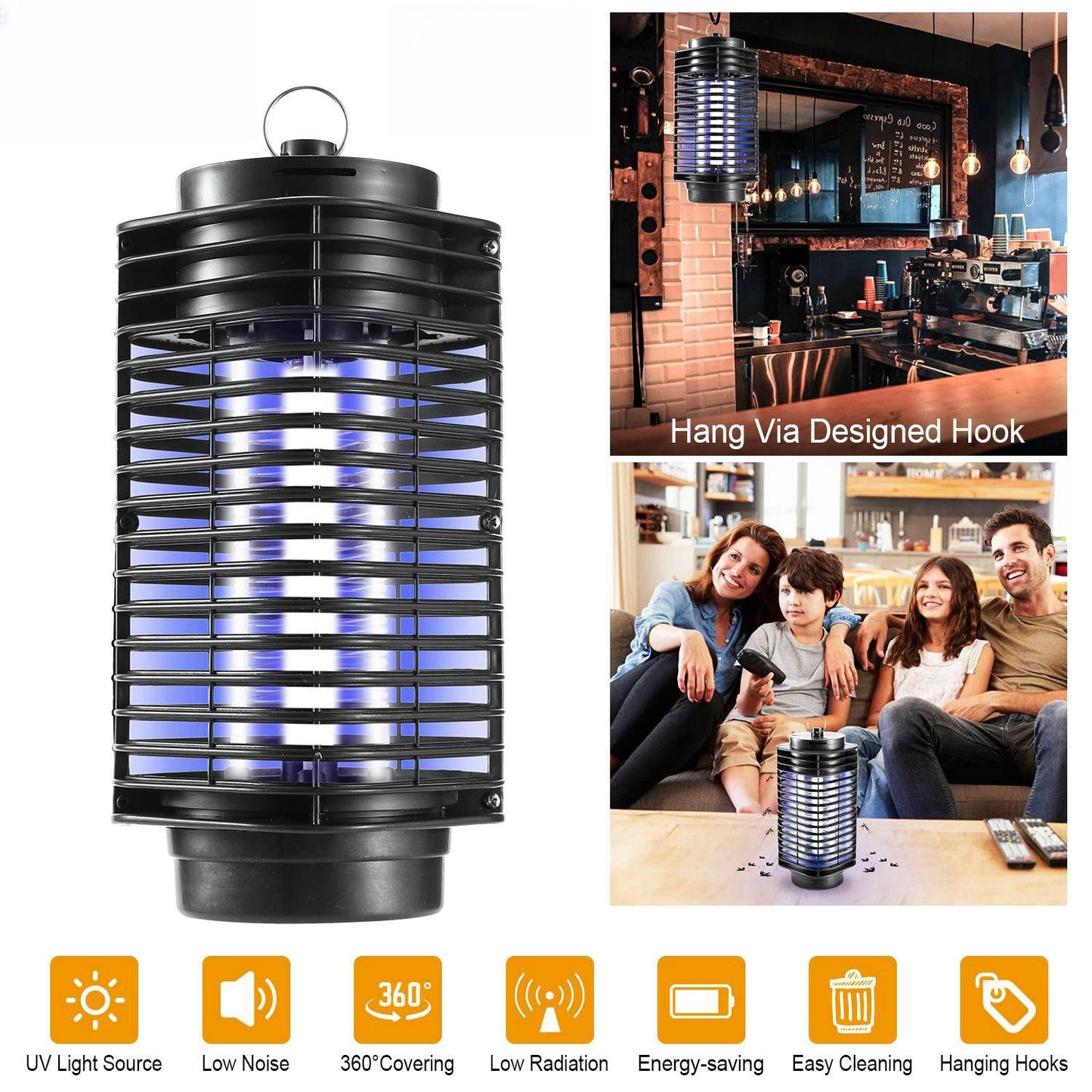 Electric Bug Zapper UV Light Flying Zapper Insect Killer Lamps Pest Mosquito Fly Trap Catcher Odorless Noiseless for Home Restaurant - Discount Msrp