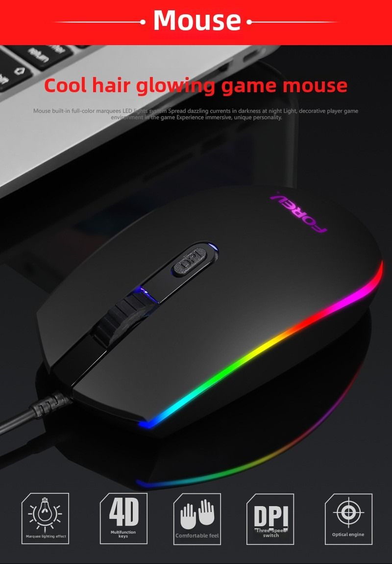 Wired four-piece set set of keyboard and mouse headset mouse pad keyboard set gaming game computer keyboard - Discount Msrp
