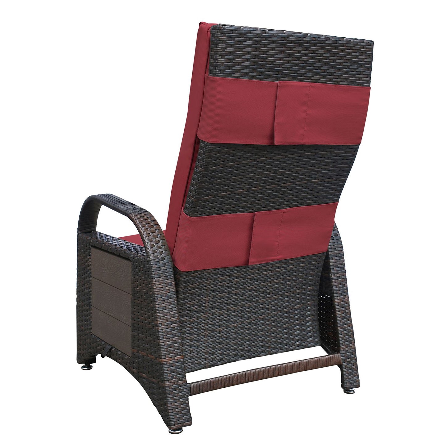 Outdoor Adjustable Wicker Recliner with Flip Table - Discount Msrp