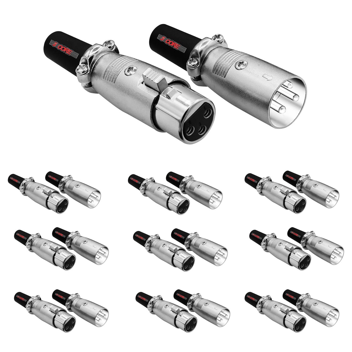 5Core XLR Connector Male Female to 1/4 Audio Jack 3 Pin Secure Mic Plug w Locking Ends - Discount Msrp